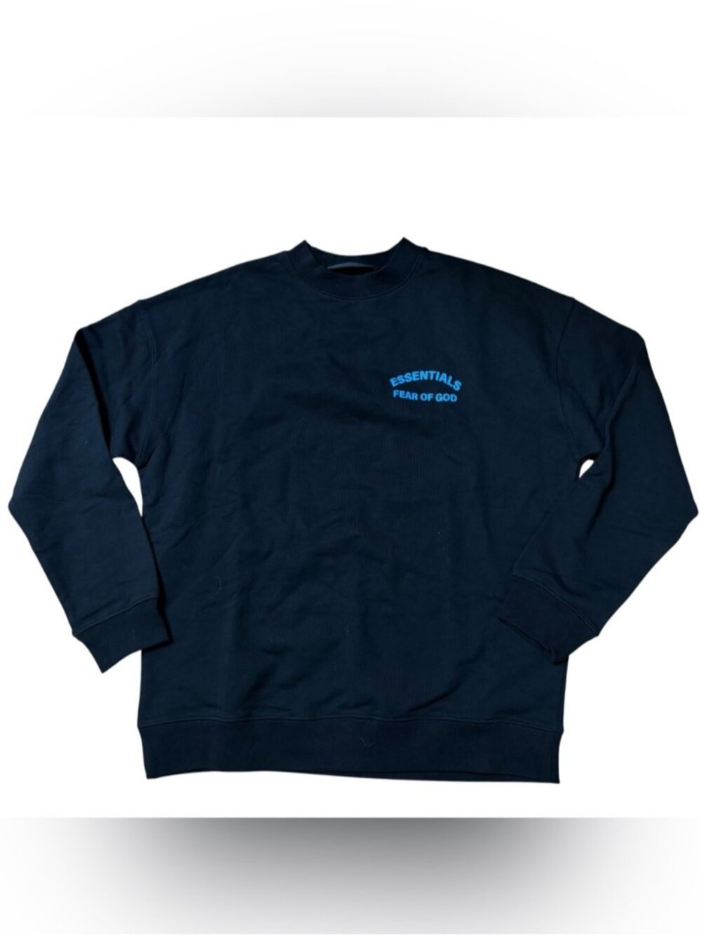 Essentials Fear of God Crewneck Sweater Black and Blue Size Large